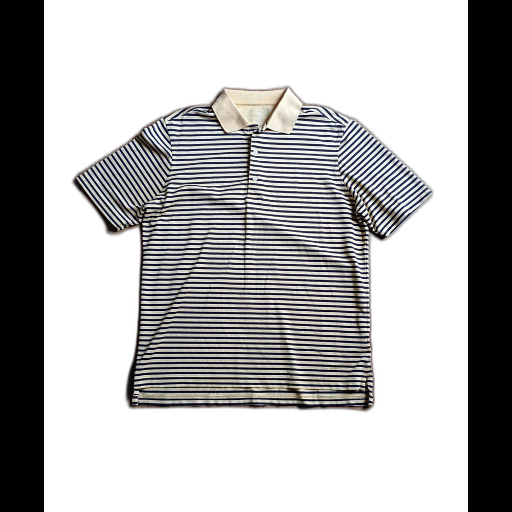 Fairway & Greene Tech Polo Shirt Men's M Navy Yellow Stripe